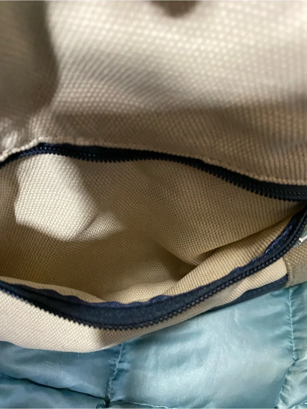 EUC Tumi X Orlebar Brown Canvas and Leather Travel Duffel Bag in Cream & Navy